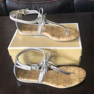 Michael Kors Silver Sandals, Size 5